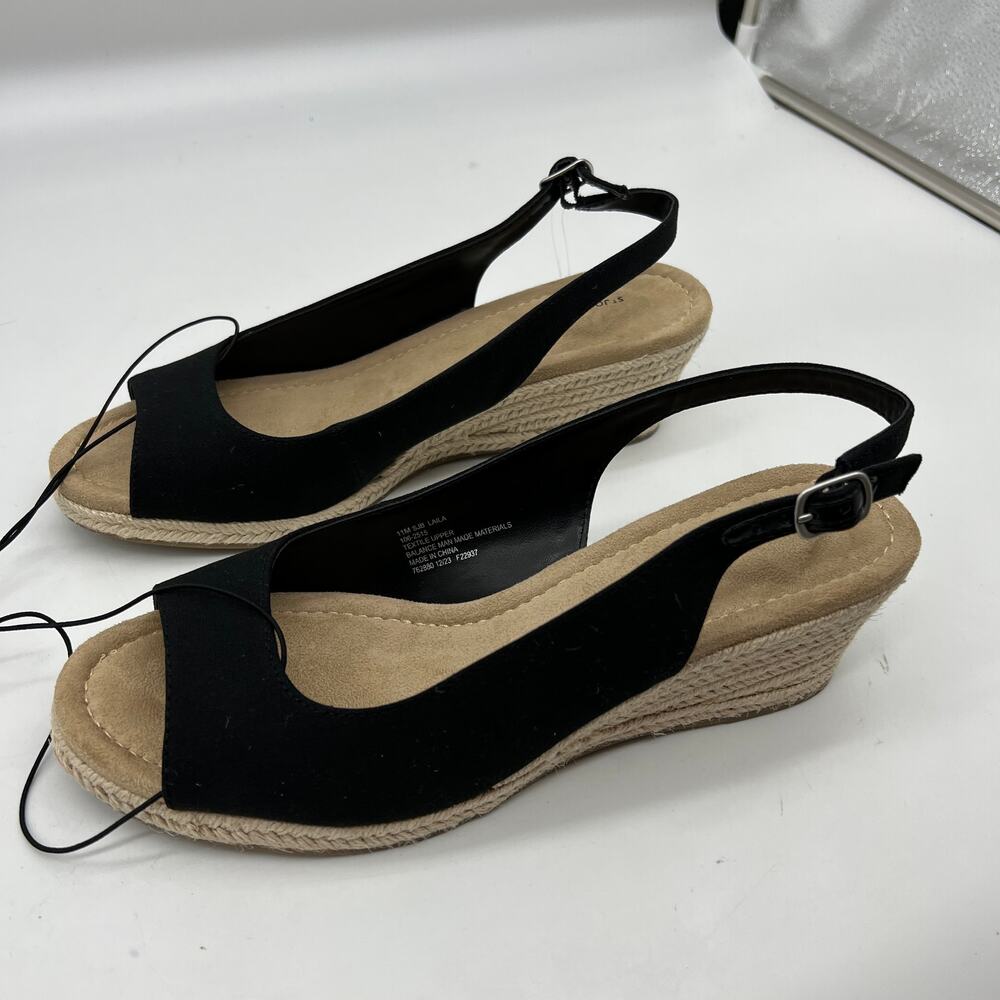St. John's Bay Womens Wedge Sandals Black Color Size 11M - Picture 13 of 14